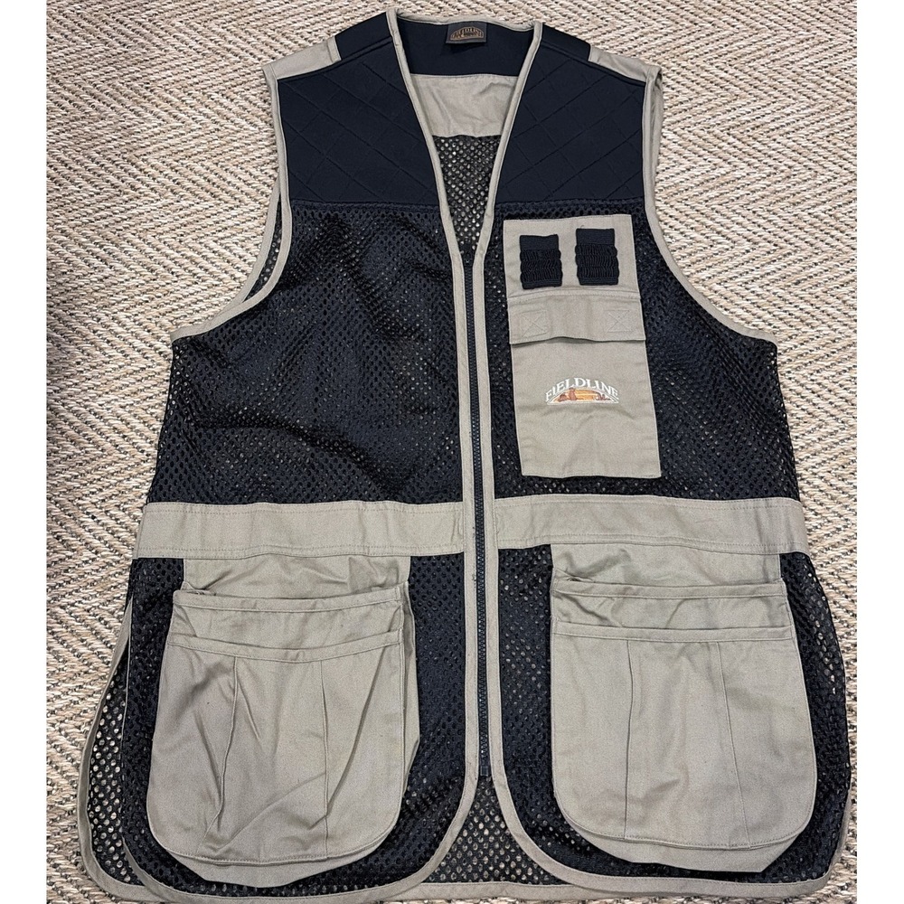 Fieldline Vest Men's Size M/L Beige Black Mesh Full Zip Padded Shooting Hunting‎